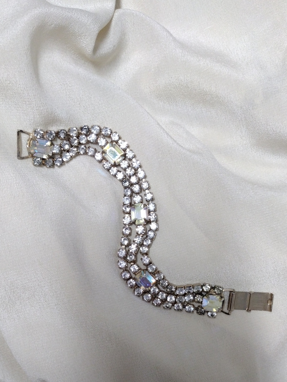Crystal Multi-Row Bracelet in Silver Tone